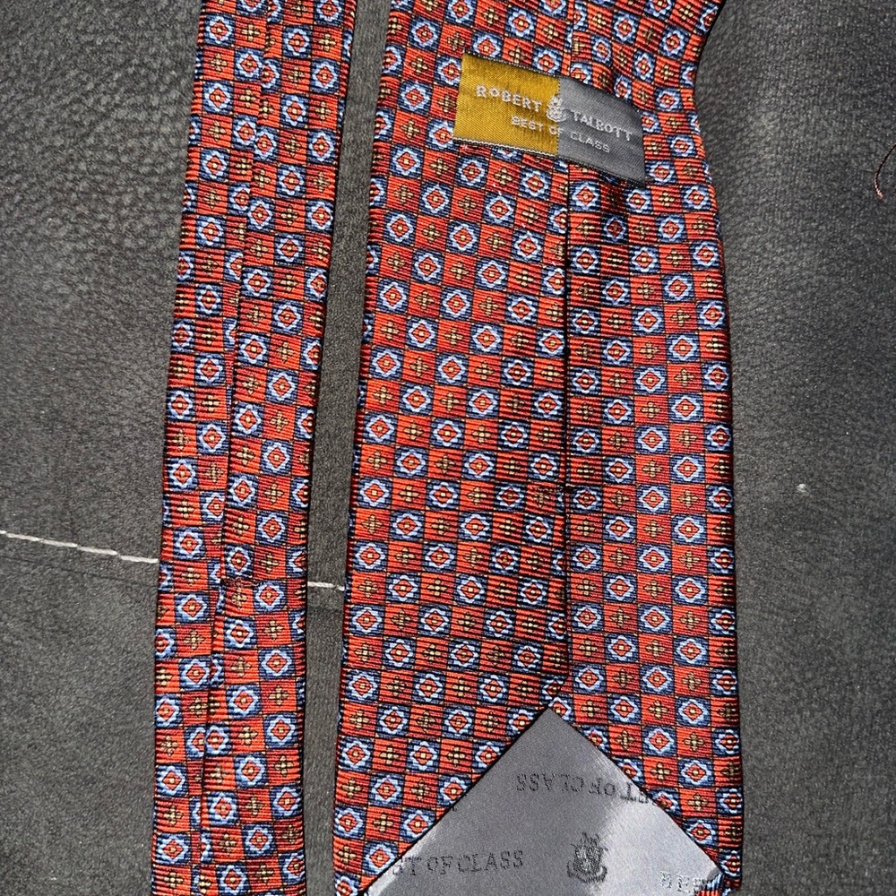 Red And Blue Patterned Tie Robert Talbott - image 4
